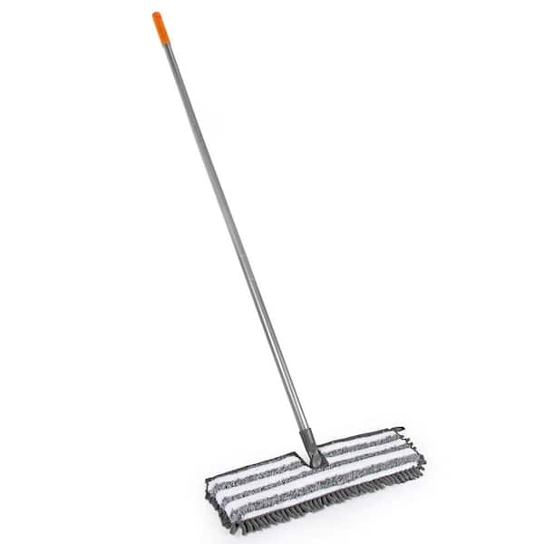 FlexSweep Commercial Patented Easy-Clean Microfiber Flat Mop (Virtually Unbreakable) Adjustable Height Handle, Easily Snap-On 18 inch Frame, 2