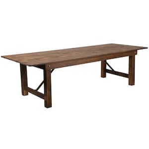 Antique Rustic Wood 4-Leg Dining Table Seats 10