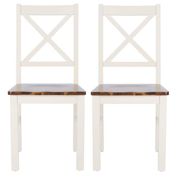 SAFAVIEH Akash White/Beige Dining Chair (Set of 2)