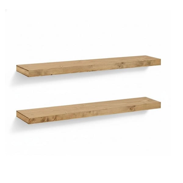 48 in. W x 6.8 in. D Oak Wood Floating Shelves for Wall(Set of 2) Decorative Wall Shelf