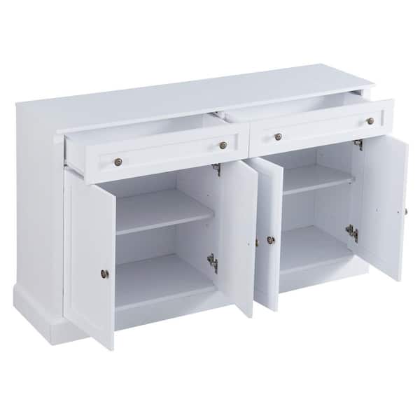 Harper & Bright Designs White Wood 60 in. Sideboard with 2 Drawers