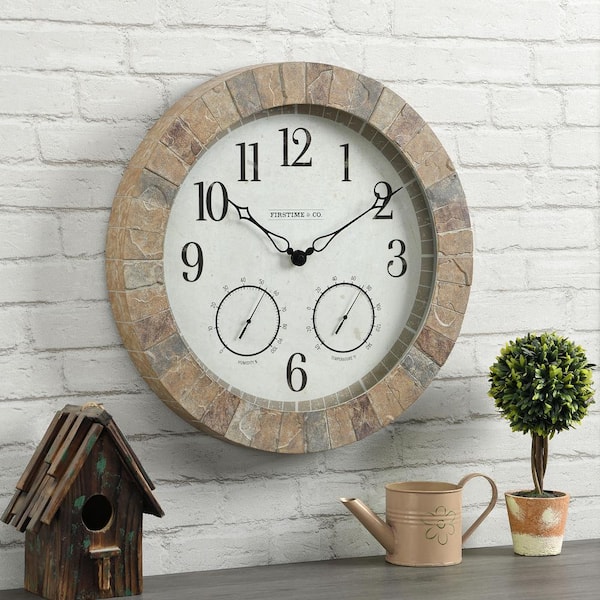 FirsTime & Co. 18 in. Sandstone Outdoor Clock