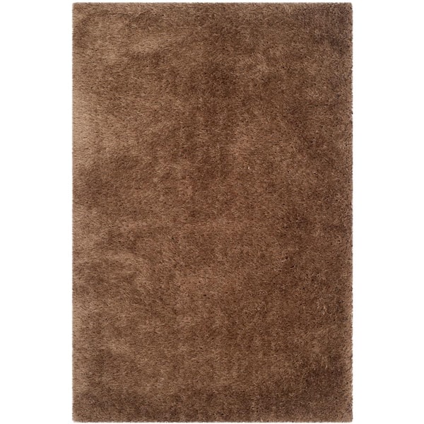 SAFAVIEH Venice Shag Taupe 4 ft. x 6 ft. Solid Area Rug