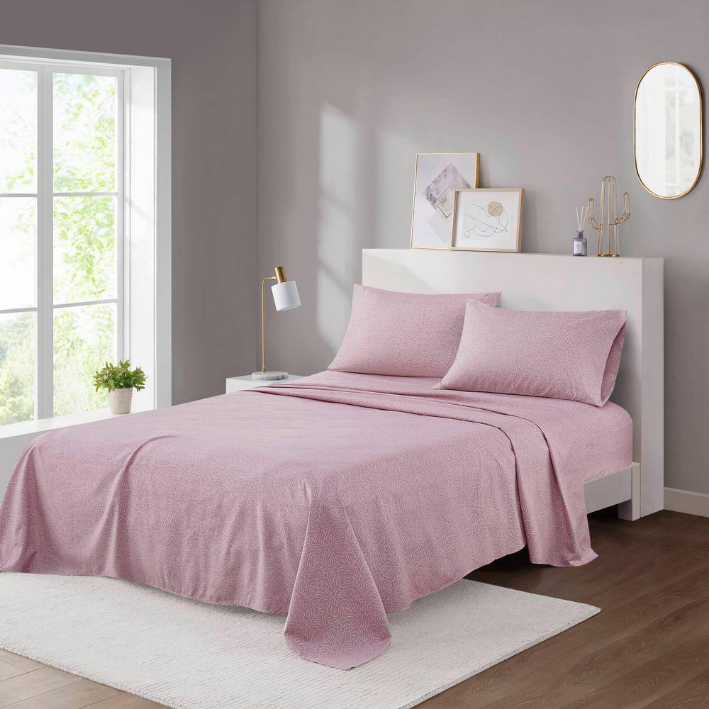 Blush Waves Queen Organic Cotton Microfiber Sheet Set