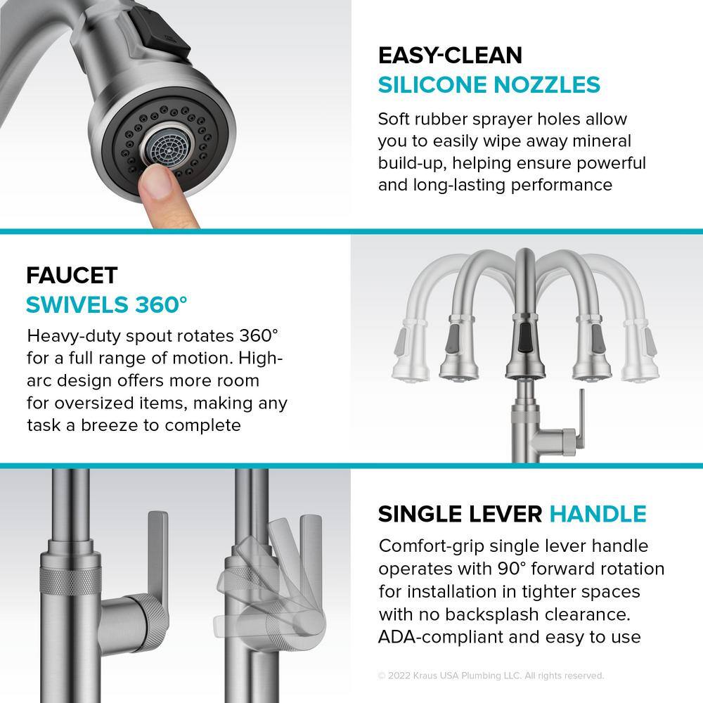 Allyn Chrome Industrial Pull-Down Kitchen Faucet with Spray
