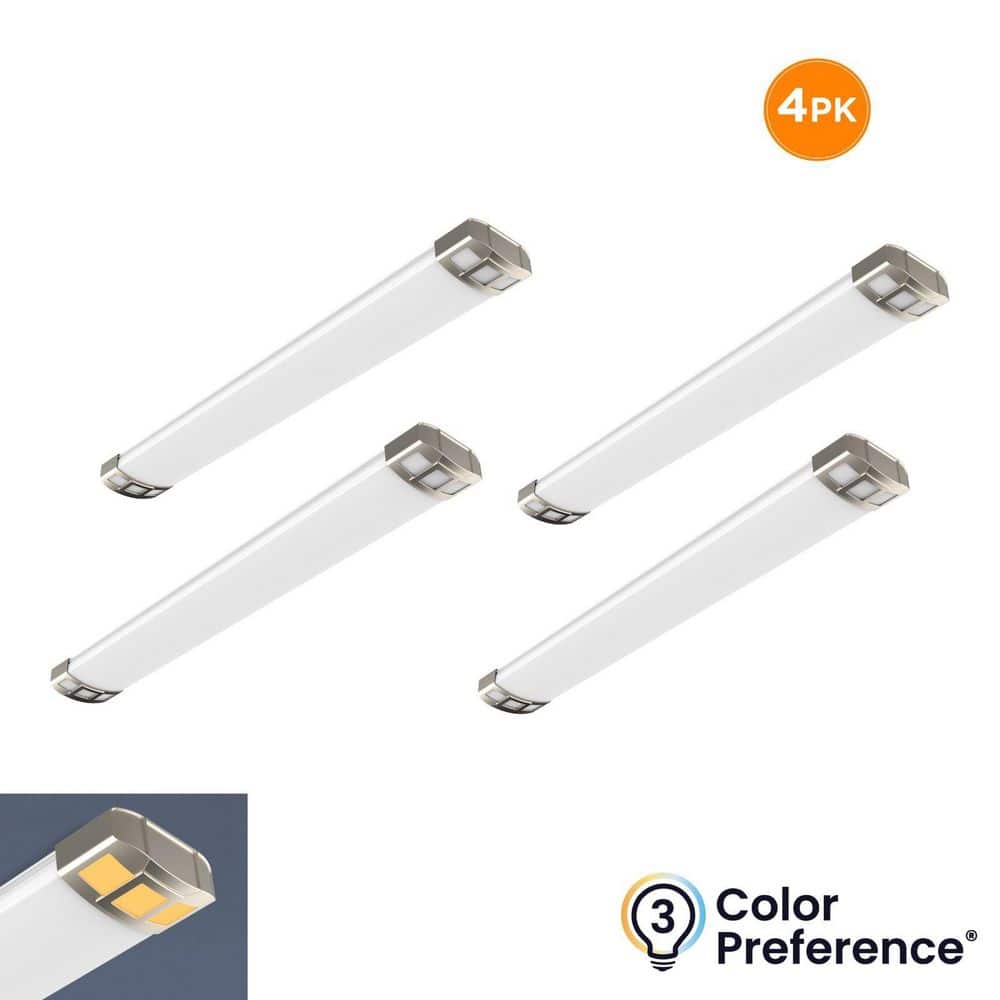 4-Pack NUDECO 4 ft. x 6 in. 4500 Lumens, Integrated LED Brushed Nickel Wraparound Light with Night Light, Selectable CCT price history on PriceWatchPro