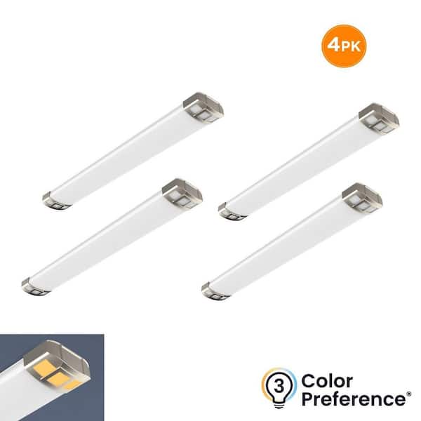 4-Pack NUDECO 4 ft. x 6 in. 4500 Lumens, Integrated LED Brushed Nickel Wraparound Light with Night Light, Selectable CCT