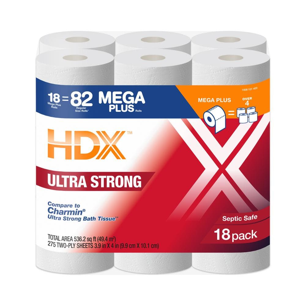 HDX Ultra-Strong Toilet Paper (275-Sheets Per Roll, 18-Rolls Per Pack ...