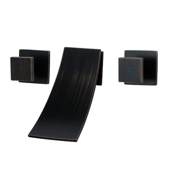 Waterfall 2-Handle Wall Mounted Bathroom Faucet in Oil Rubbed Bronze