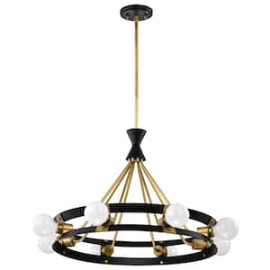 Marsden 8-Light Matte Black Round Chandelier and No Bulbs Included