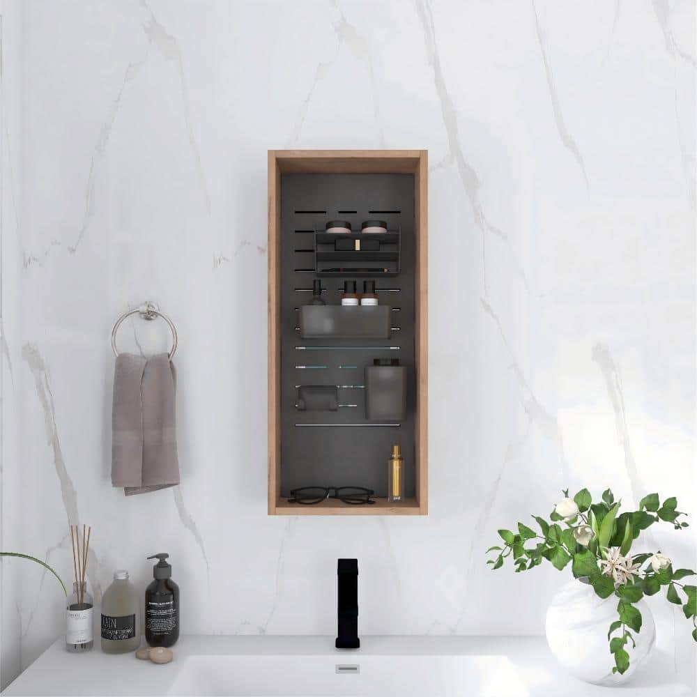 12 Inch Wall Mounted Storage Cabinet without door, 4 DIY Accessories-Frosted Plastic Bins & Hooks, Plywood price history on PriceWatchPro