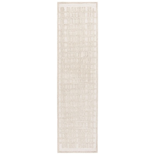 Ebony 2 ft. x 9 ft. Ivory/Beige Abstract Lattice Runner Rug