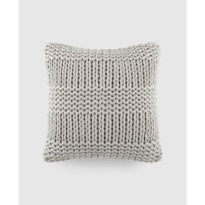 Cozy Chunky Knit Acrylic 20 in. x 20 in. Décor Throw Pillow in Light Gray