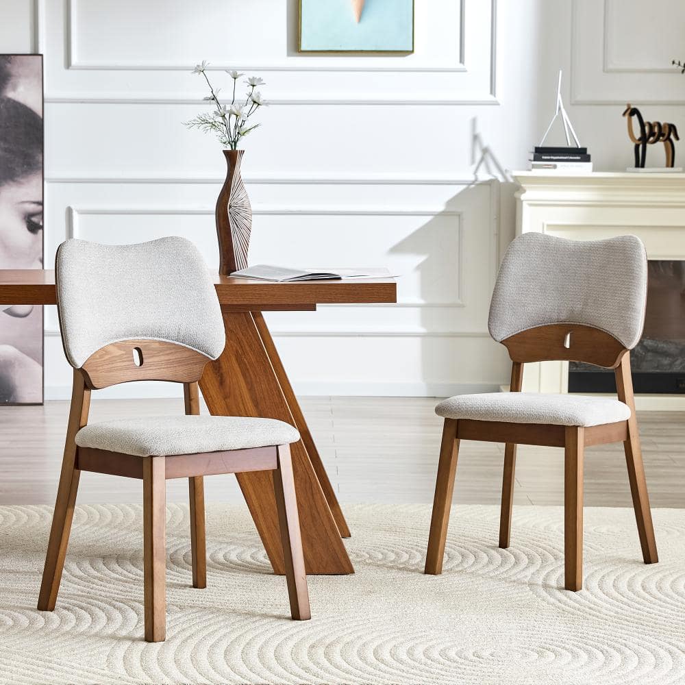 2 of Pieces Walnut Wood Dining chair with Gray Fabric Soft cushions price history on PriceWatchPro