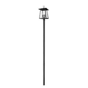 Rainer 5-Light Black Aluminum Hardwired Outdoor Weather Resistant Post Light Set with no bulbs included