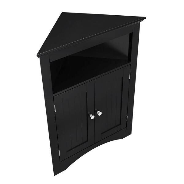 Aoibox 24 in. W x 12 in. D x 32 in. H in Coffee Assembled Floor Corner Cabinet with Doors and Shelves for Bathroom, Kitchen