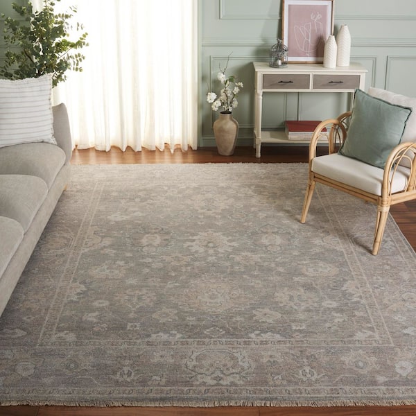 Izmir 6 ft. x 9 ft. Gray/Beige Floral Oriental Area Rug