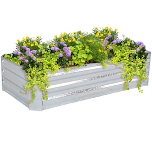 48 in. Silver Galvanized Steel Rectangle Raised Bed