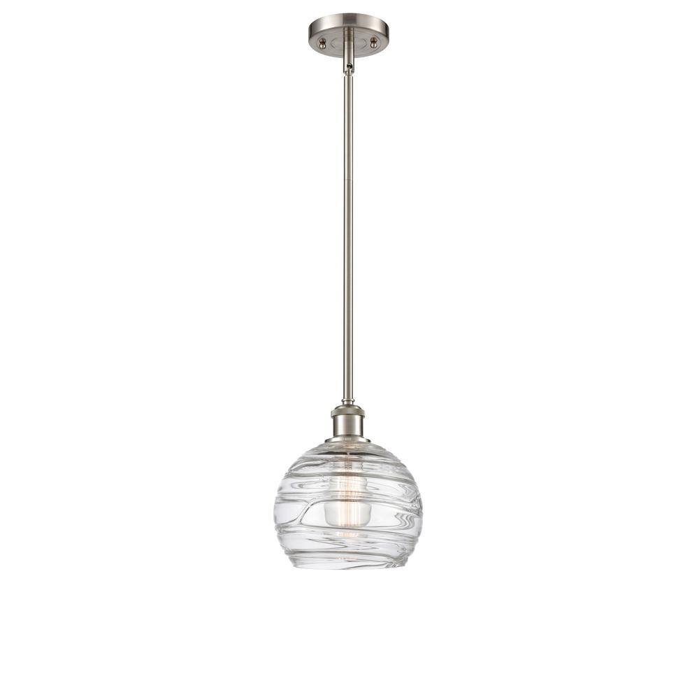 Athens Deco Swirl 1-Light Brushed Satin Nickel Globe Pendant Light with Clear Deco Swirl Glass Shade price history on PriceWatchPro