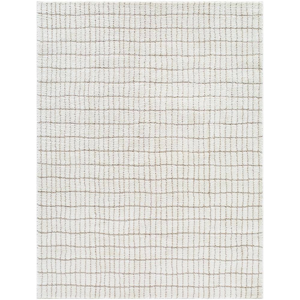 Ivory and Taupe Striped Synthetic 10' x 14' Area Rug