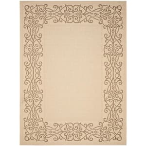 Courtyard Natural/Brown 4 ft. x 6 ft. Border Indoor/Outdoor Patio  Area Rug