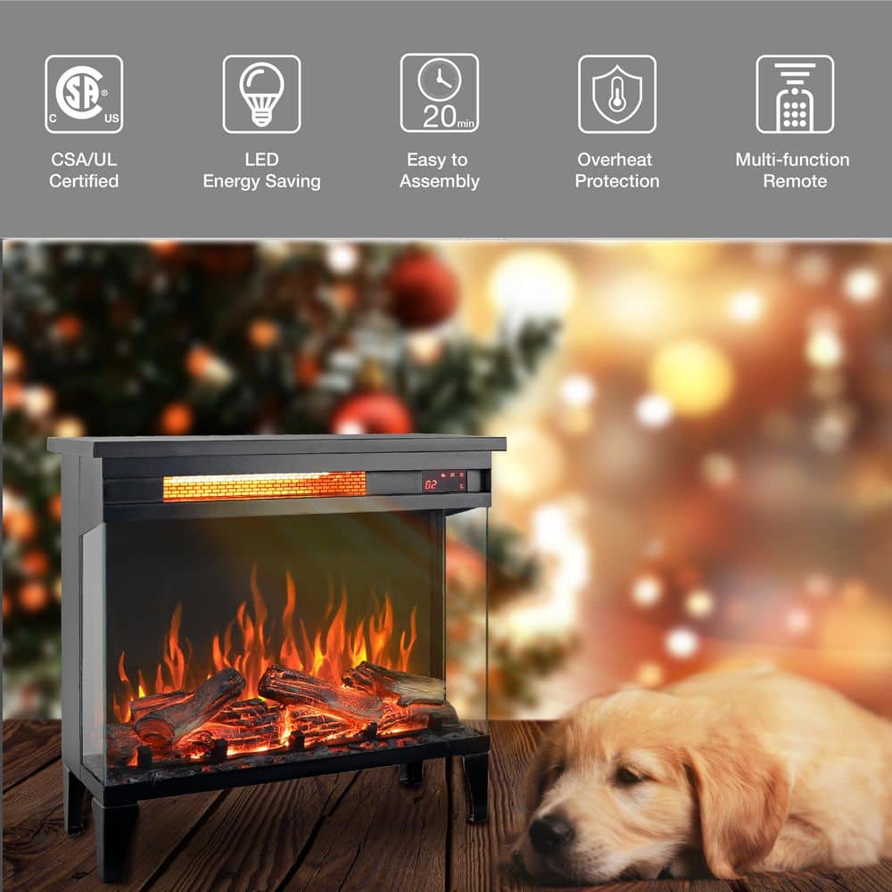 Kadehome 24 in. W 5,000 BTU 400 sq. ft. 3-Sided Freestanding Electric ...
