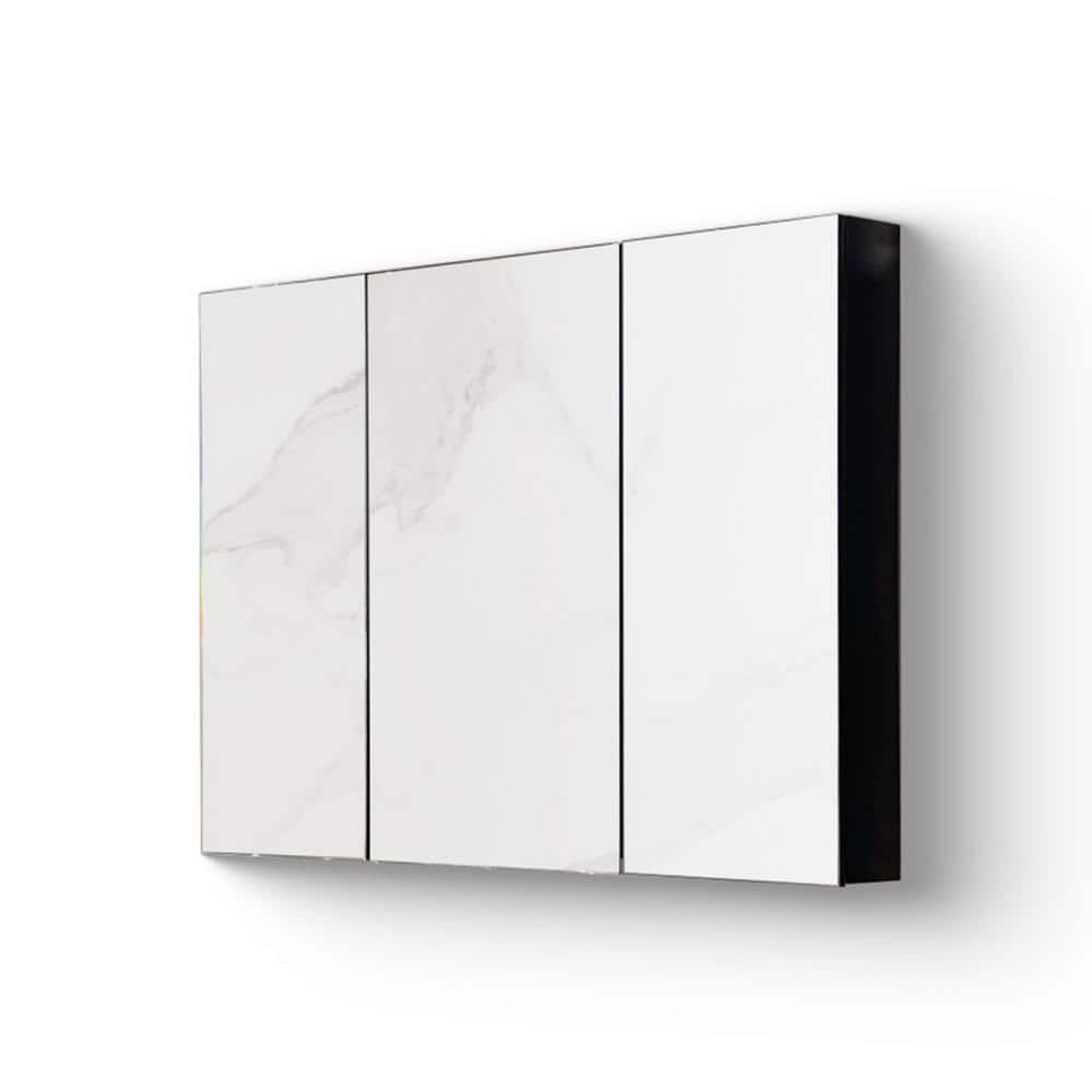 39 in. W x 28 in. H Rectangular Iron Medicine Cabinet with Mirror