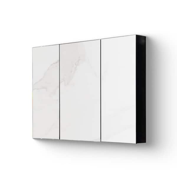 Unbranded 39 in. W x 28 in. H Rectangular Iron Medicine Cabinet with Mirror