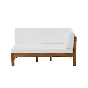 Ayrshire Patio 4-Piece Wood Outdoor Sectional Set with White Cushions - Right Bench