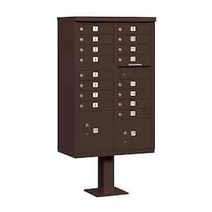 Bronze USPS Access Cluster Box Unit with 16 A Size Doors and Pedestal