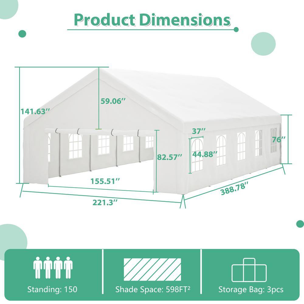 20x32 Ft White Heavy-Duty Outdoor Event Canopy Tent