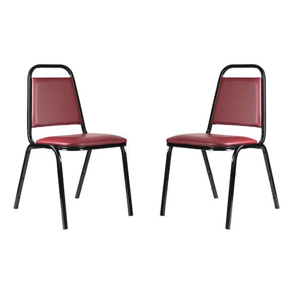 HAMPDEN FURNISHINGS Stella Collection Stackable Banquet Chair, Vinyl Padded, Burgundy, (Pack of 2)