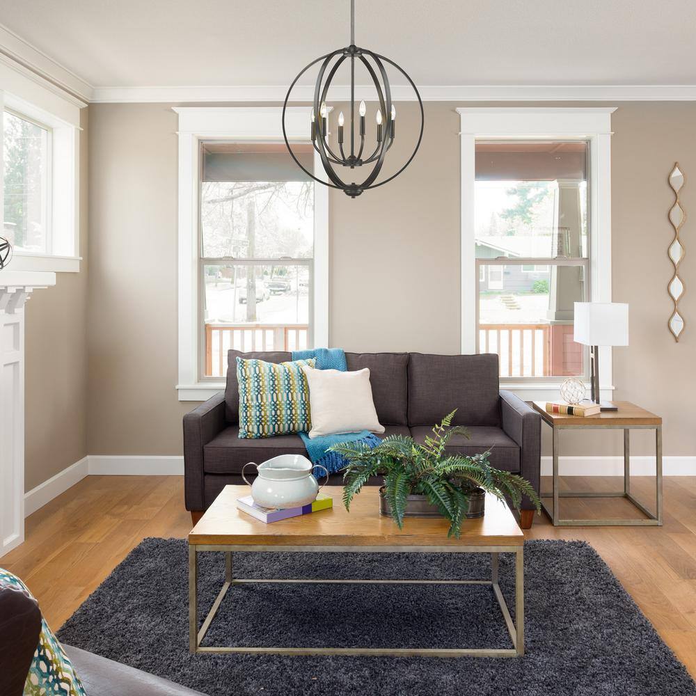 Etruscan Bronze 6-Light Modern Chandelier with Curvaceous Arms