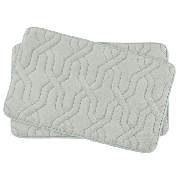 BounceComfort Drona Light Gray 17 in. x 24 in. Memory Foam 2-Piece Bath Mat Set