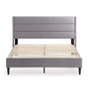 Amelia Gray Stone Upholstered Twin XL Bed with Horizontal Channels