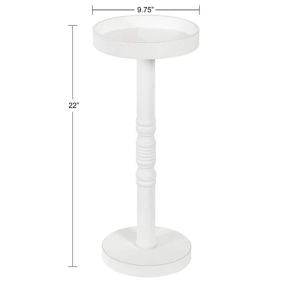 Colonial Turned Base Round Pedestal Table in Distressed White