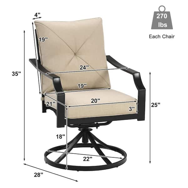 Swivel Folding Chair with Backrest and Padded Cushion - Costway