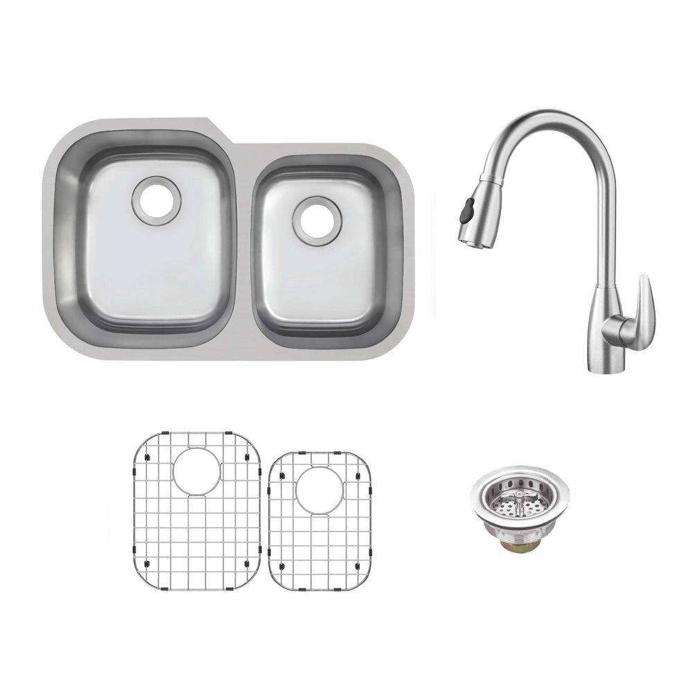 CHESHIRE 31.5 in. Undermount 60/40 Double Bowl 18-Gauge Stainless