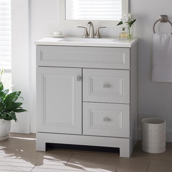 Home Decorators Collection Sedgewood 30.5 in. W x 18.75 in. D x 34.375 in. H Single Sink Bath Vanity in Dove Gray with Arctic Solid Surface Top