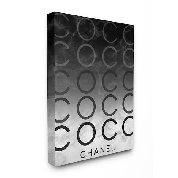 Stupell Industries 16 in. x 20 in. "Black and White Ombre C and O Typography on Marble " by Daphne Polselli Canvas Wall Art