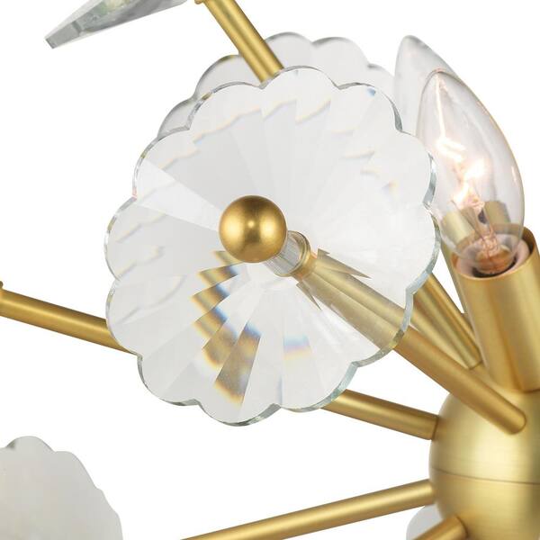 Progress Lighting Floret 6-Light Satin Brass Chandelier with Clear Crystal Accents