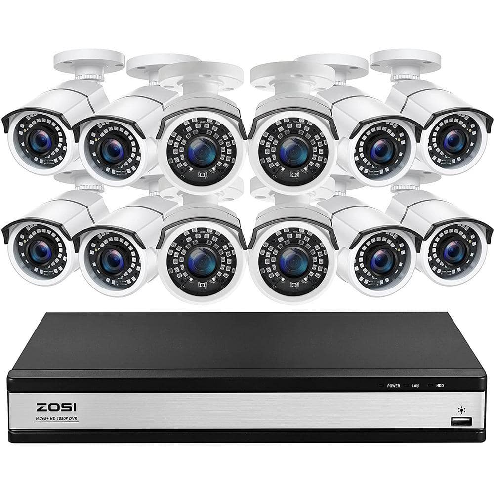 ZOSI 16-Channel 1080p 2TB DVR Security Camera System with 12 Wired