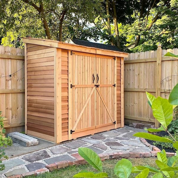 Spacesaver 8 ft. x 4 ft. Western Red Cedar Double Door Storage Shed