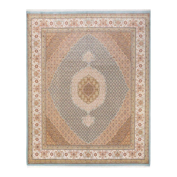 Mogul Traditional Light Blue 8 ft. 1 in. x 10 ft. 3 in. Oriental Area Rug