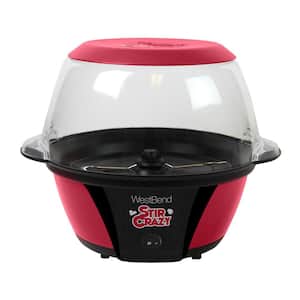 Stir Crazy 6 oz. Red Electric Hot Oil Popcorn Popper Machine with Stirring Rod Large Lid with Improved Butter Melting