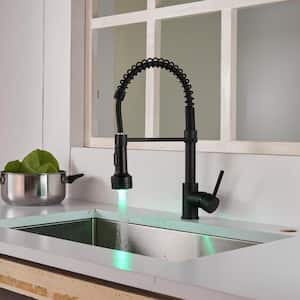 Single Handle Pull Down Sprayer Kitchen Faucet with Spot Resistant in Stainless Steel in Matte Black