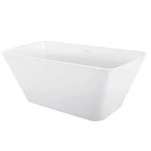 Madeira 67 in. x 31 in. Flatbottom Freestanding Acrylic Soaking Bathtub White with Overflow and Drain Center in Chrome