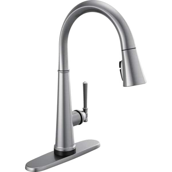 Delta Emmeline Single-Handle Pull-Down Sprayer Kitchen Faucet with Touch2O and ShieldSpray in Lumicoat Arctic Stainless