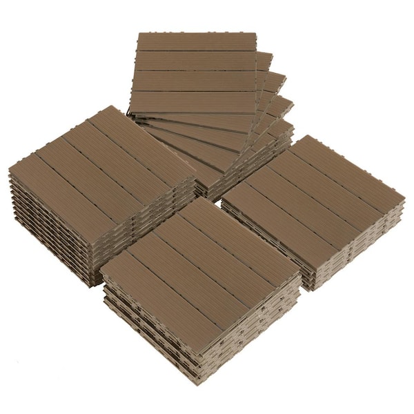 0.95 ft. x 0.95 ft. Coffee Plastic Composite Deck Tile (27 Per Case)