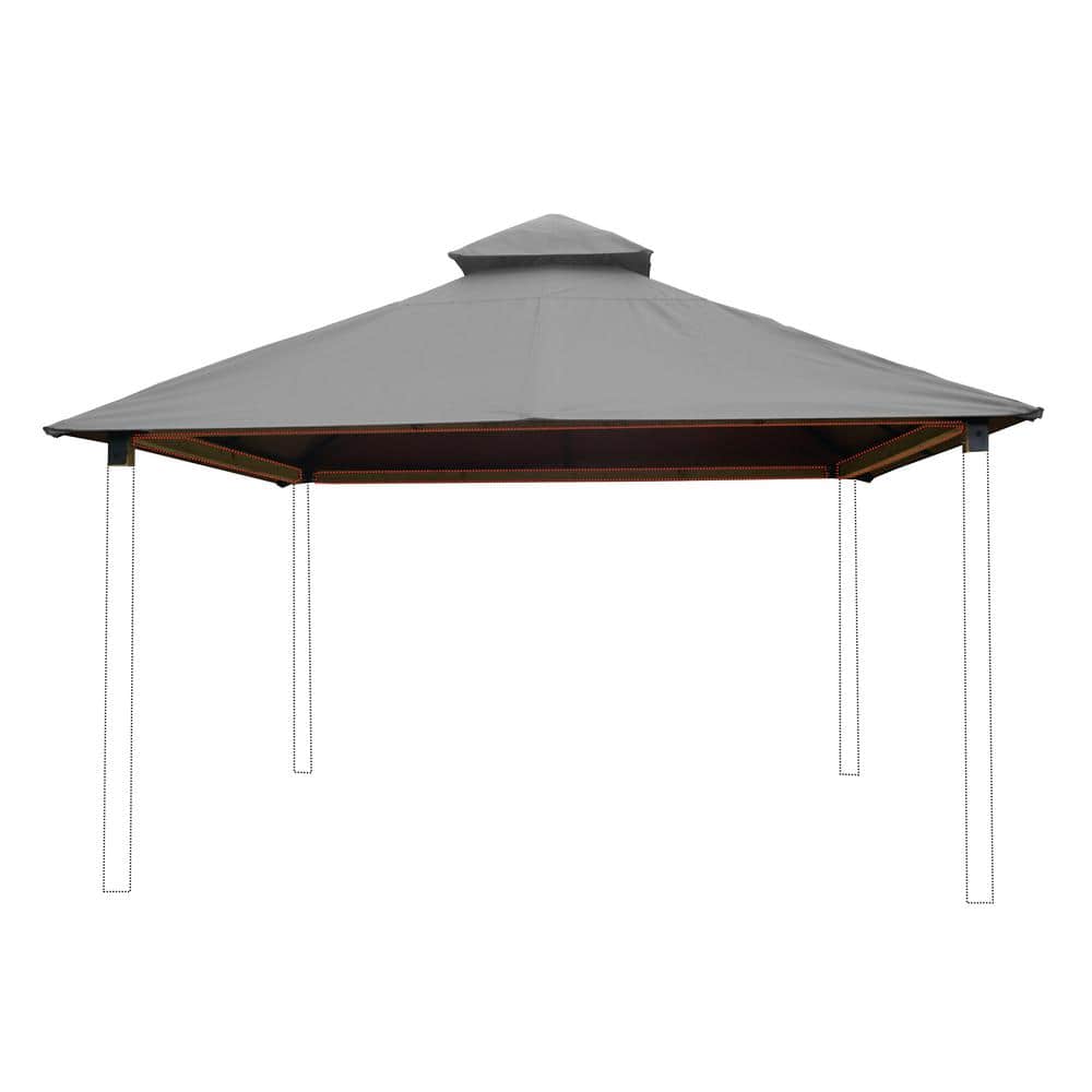 SunDura 14 ft. x 14 ft. Mist Gray Gazebo Canopy Top with Roof Framing and M